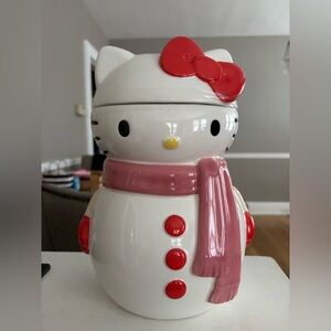 Hello Kitty Christmas Snowman Ceramic Cookie Jar Canister
